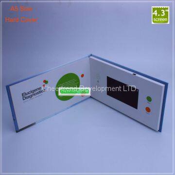 Best quality Hardcover A5 brochure 4.3 inch TFT lcd video greeting card, lcd video cards, video brochure