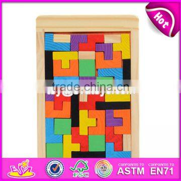 2017 Best design classic building toys wooden tetris game for kids education W14A169