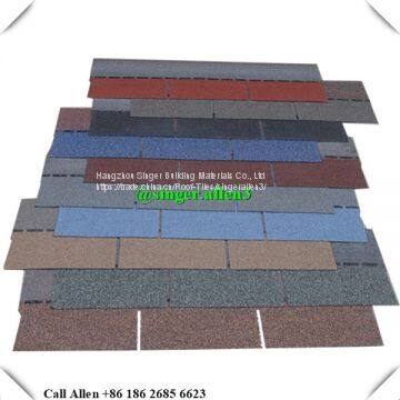 Colorful Fiberglass 3-tab asphalt shingle roof tile