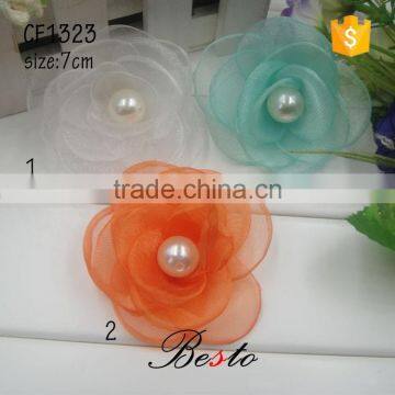 The manufacturer customized organzed mesh fabric flower in China