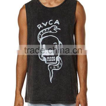100% Cotton Photo Acid Wash Singlet