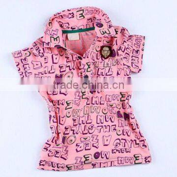 bright color cartoon kids printed polo shirt for children