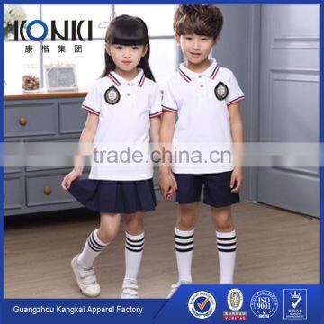 kindergarten school uniforms stripe collar and cuff childen polo shirt