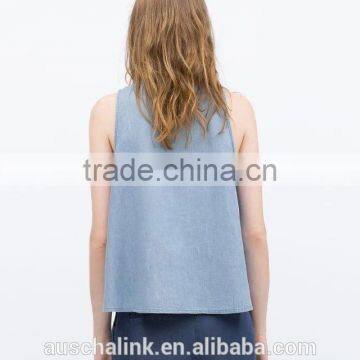 New Style Summer Denim Sleeveless Crochet Top Pattern Wholesale photo-4