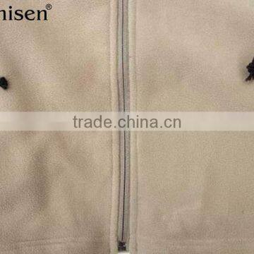Custom Oem Creamy White Plain Zipper-up Warm Windproof Polar Fleece Men's Coat photo-4