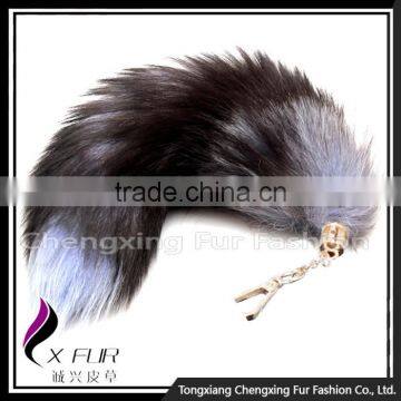 CX-R-17 Cute Fox Fur Tail Custom Metal Keychain photo-2