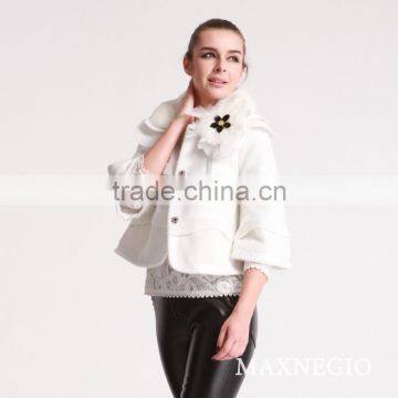 Fashion rabbit fur collar short cheap fur womens jackets coats