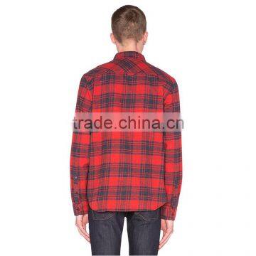 2016 Fashion Long Sleeve Slim Fit Breathable Casual Shirts Red Flannel Mens Check Shirts photo-3