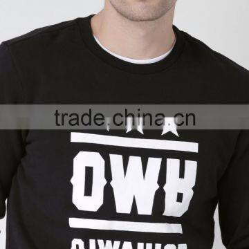 Black Custom Printed Sweatshirt Fleece Lined Autumn Casual Mens Clothing Pullover 80% Cotton 20% Polyester Fabric Material Sweat photo-6