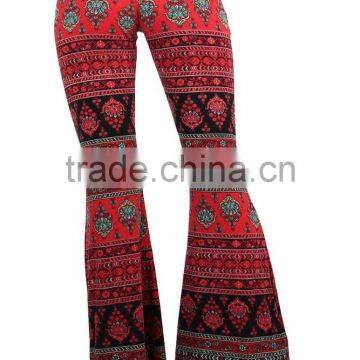 MGOO New Arrival Custom Print Velvet Leggings Flare Leg Opening Vintage High Waist Polyester Spandex Pants photo-3