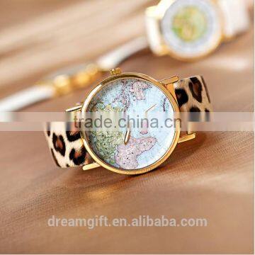 2015 Hot Sale Retro World Map Watch Fashion Leather Alloy Women Casual Analog Quartz Wrist Watch Items for Girls photo-4