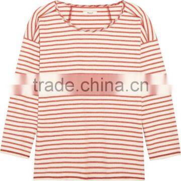 Ladies Long Sleeve Wholesale Striped T-shirt photo-2