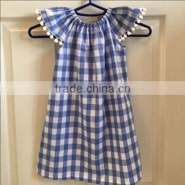 Wholesale Baby Girl Frocks Cotton Dress Gingham Design Girls Birthday Ruffle Dresses Clothing