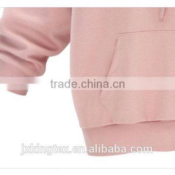 2017 Hot Sale OEM Women Long Sleeve Pink Color Fleece Plain Hoodies With Competitive Price photo-4