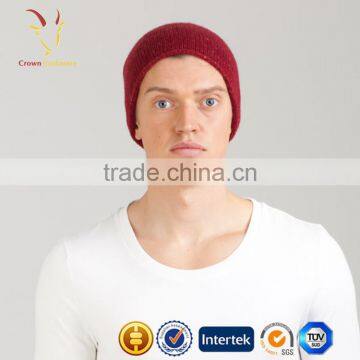 Red Fashion 100% Cashmere Beanie Hat for Men