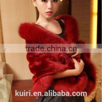 Elegant Mink Fur Wedding Shawl for Bridal Dress Winter Fashion Wide Plush Woman Faux Fur Shawl photo-5
