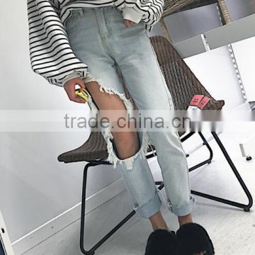 4873 Runwaylover hot sale ladies hole sexy jeans