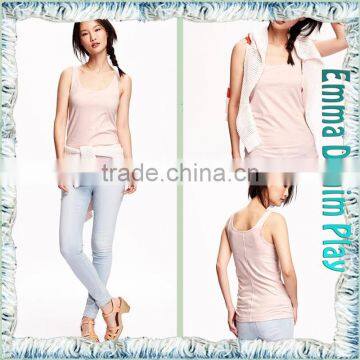 2016 Fashion Sketch Ladies Pink Dyeing Underwear Wide Neck Tank T-Shirt photo-4
