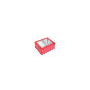 red color window tin box