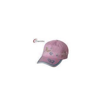 Pink White Childrens Baseball Caps with Pure Cotton Twill / Velcro