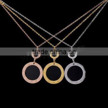 New Fashion Donut Shape Gold Rose Gold Plated With Roman Number Stainless Steel Pendant Necklace photo-2