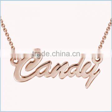 High Quality Stainless Steel Rose Gold Plated Diamond Inlay Name Necklace photo-2