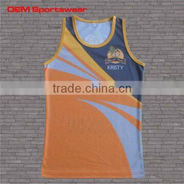 2014 custom design moisture wicking running singlet for girls