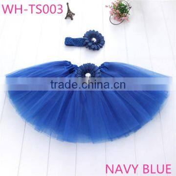 navy blue tutu skirt with headband flower set 40colours in stock