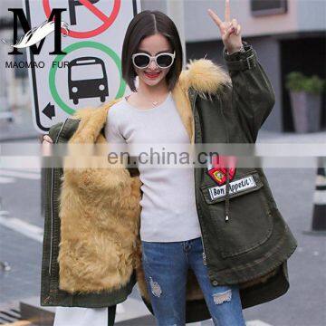 Wholesale Parka Jacket Big Raccoon Fur Hooded Cheap Price Parka Fur