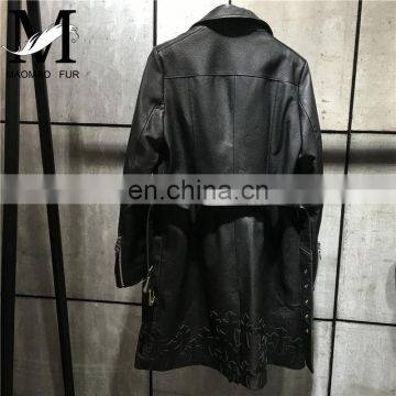 Wholesale New Product Sheep Skin Leather Coats Fashion Genuine Long Leather Coat photo-5
