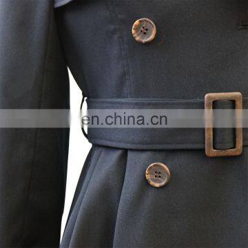 2016 Top Sale Lady Autumn Double Breasted Dust Coat With Belt photo-3