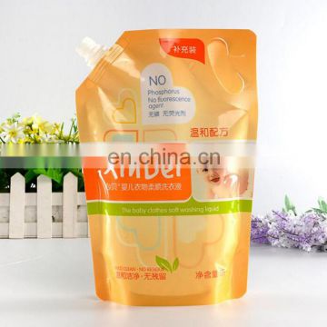 China manufacture reusable plastic baby laundry detergent packaging pouch with spout and handle