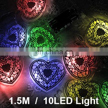 2017 Hot Selling Christmas 1.5M 10LED Solar Power Battery String Love Hearts Lights LED Lamps