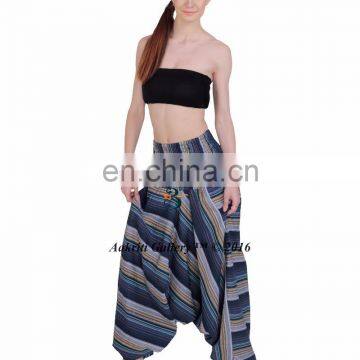 Women Jumpsuit 2016 Blue Color Lining Thai Dance Harem Pant Jumpsuit Fitness