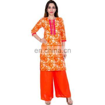 Designer 100% Cotton Knee Length Round Neckline Woman Kurtis Wholesaler Jaipur India