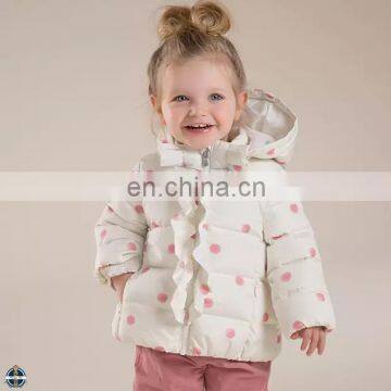 T-GC010 2016 Girls Winter Polka Dot Printed High Fashion Warm Coat