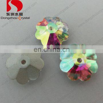 Crystal ab color sew on middle holes crystal stones for clothing