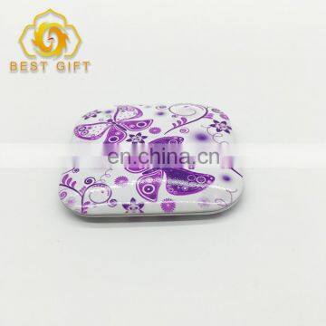 Customized Butterfly Printing Compact Metal Standing Mirror