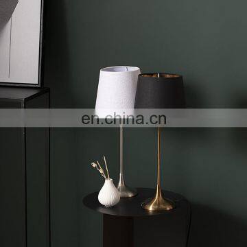 High Quality Modern Luxury Design Hotel Home Decor Black Linen Lampshade Metal Table Lamp for Bedroom photo-7