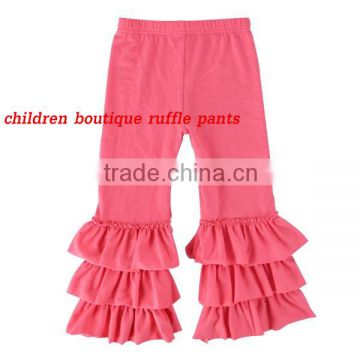 Fashion 3 ruffle pants cotton toddler pants in sweet pink wholesale boutique baby clothes