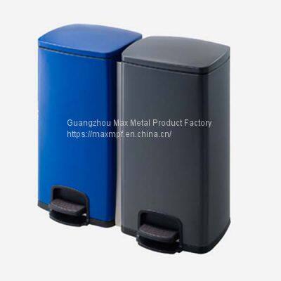 MAX-F108-A Stainless Steel Powder Coated Blue/gray Double Stainless Steel Pedal Bin for Office