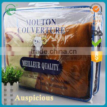 PVC packaging clear vinyl pvc blanket zipper bag for bed sheet