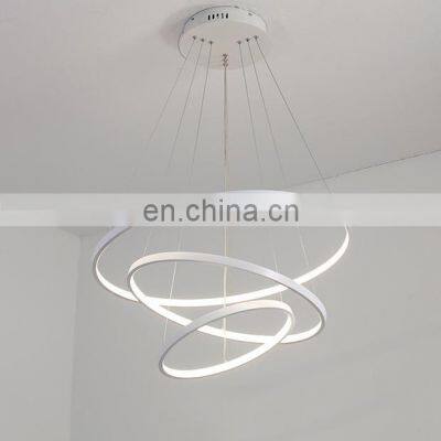 High Quality Modern Three Rings Irregular Pendant Light Metal White Hanging Lamp For Indoor Lighting