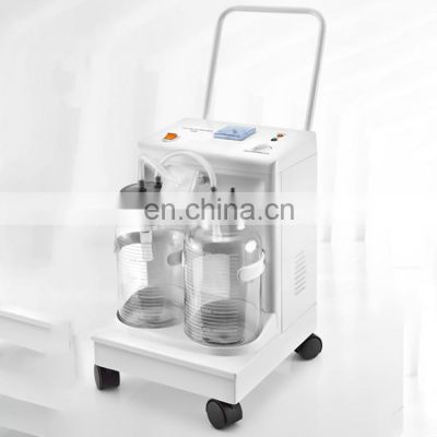 Hot sell Medical electric suction pump apparatus aspirator double bottles suction trolley unit machine vaccum suction machine