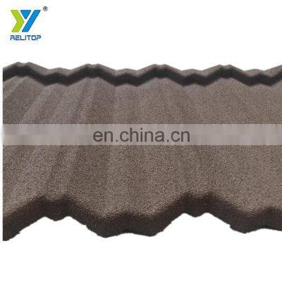 Brown Colour Nosen Type Stone Coated Steel Roof Tile  0.35mm To 0.5mm Metal Roofing Sheet