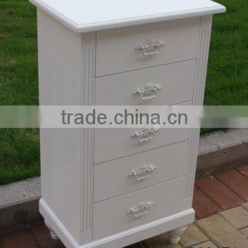 white MDF & WOOD 5 drawers chest / storage cabinet of 5 drawers