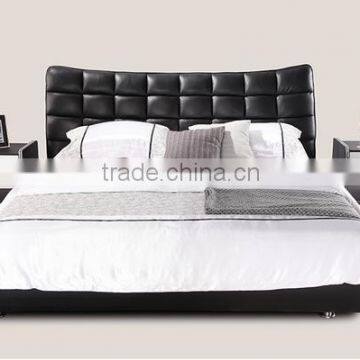 White Double Size Leather Modern Furniture Bed photo-4