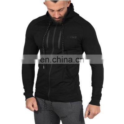 Wholesale custom muscle fitness brothers men's sports jacket breathable casual jacket training slim hooded cotton sweater