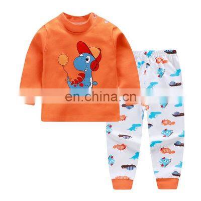 Wholesale Boys Pajamas Set Cartoon Print Long-sleeved O-collar Cute T-shirt With Pants for Girls Clothes photo-2