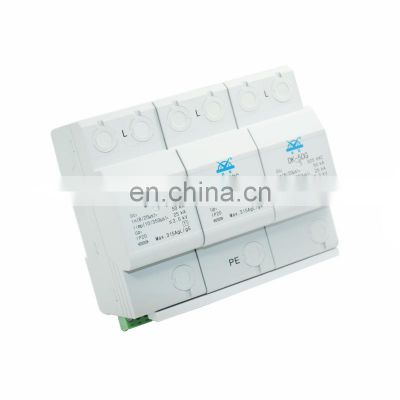 Class I SPD Type 1 T1 Power Surge Arresters CE Certified 10/350 Iimp 12.5ka AC 380V 3P 3 Poles 35mm Din Rail Mounted AC 385V